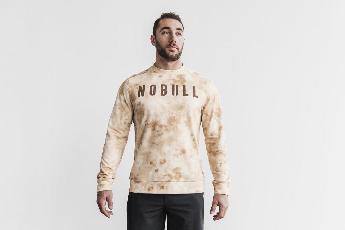 Nobull Crew Tie-Dye Men\'s Sweatshirts White | Australia (WK6941)